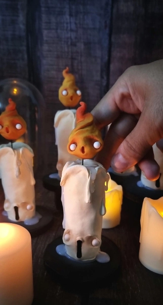 SPOOKY CANDLE - halloween ghost scary horror light home decor gift artdoll night vanpire zombie funny witchy