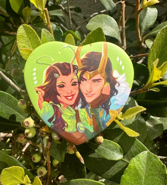 Loki Mantis Heart Pin Button | Lotis Marvel Rivals