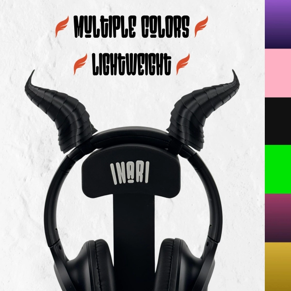 Demon Horns for Headphones & Headbands – Lightweight Matte Black Cosplay Accessory | Gamer Devil Horn Attachments – Custom Colour Option