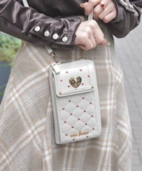 ハート刺繍スマホポシェット