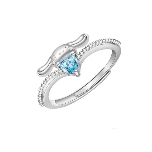 Blue Jewel Puppy Dog Adjustable Ring