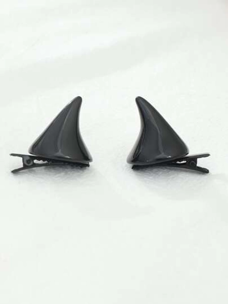 2pcs Horns Decor Alligator Hair Clip For Daily Casual Outing Wear Street,Devil Accessories