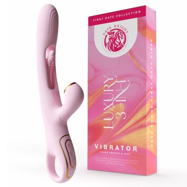 Date Knight Luxury Vibrator 3-in-1 Clit Stimulator, G Spot Dildo &amp; Clit Sucking