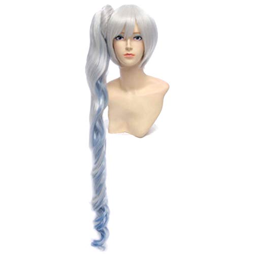 Vorwind RWBY Cospay White Trailer Weiss Schnee Split Wig Silver White