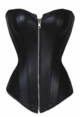 Bslingerie® Womens Faux Leather Waist Cincher Underbust Boned Corset - Small - Black