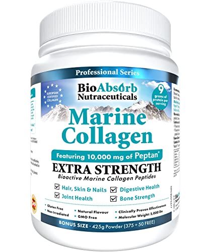 Marine Collagen Powder, Extra Strength w/Peptan (Type 1 Hydrolyzed Collagen Peptides), 425g, 42-day Supply - Skin & Joints