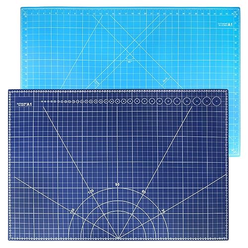 24 x 36 Inch A1 Size Self Healing Cutting Mat,Thickened 5 Layer PVC Construction Craft Mat,Double Sided Cut Mats Non-Slip Perfect for Craft, Fabric, Quilting, Sewing (Blue) - 1