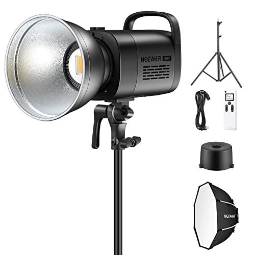 NEEWER CB60 60W 2.4G LED Video Light Kit, 5600K COB Daylight Continuous Output Lighting with Remote/Bowens Mount/Softbox/Light Stand, 6500Lux/1m CRI97+ for Studio/Outdoor Photography Video Recording