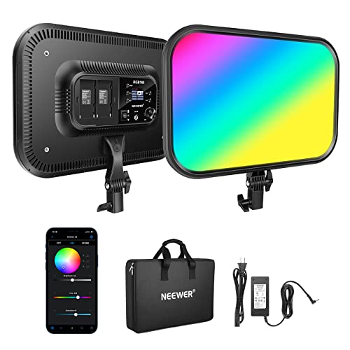 NEEWER 18.3" RGB LED Video Light Panel with APP Control, 360°Full Color, 1 Pack 60W Dimmable 2500K~8500K RGB LED Panel CRI/TLCI 97+ with 17 Special Scenes Effect for Game YouTube Zoom Photography