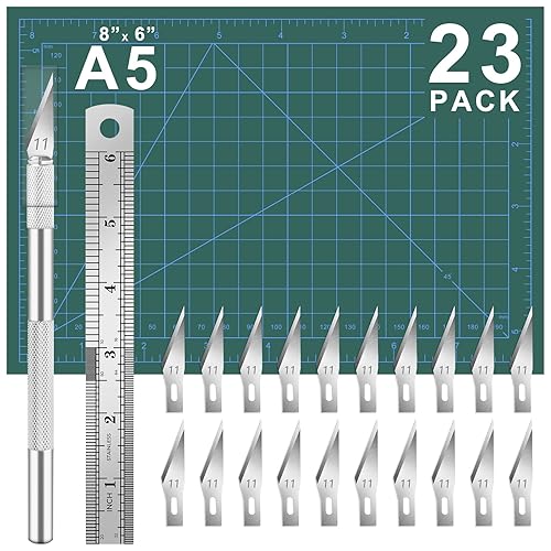 DIYSELF Craft Knife Precision Carving Hobby Knife Kit, 20 Spare Art Knife Blades for Art, Scrapbooking, Stencil - Green