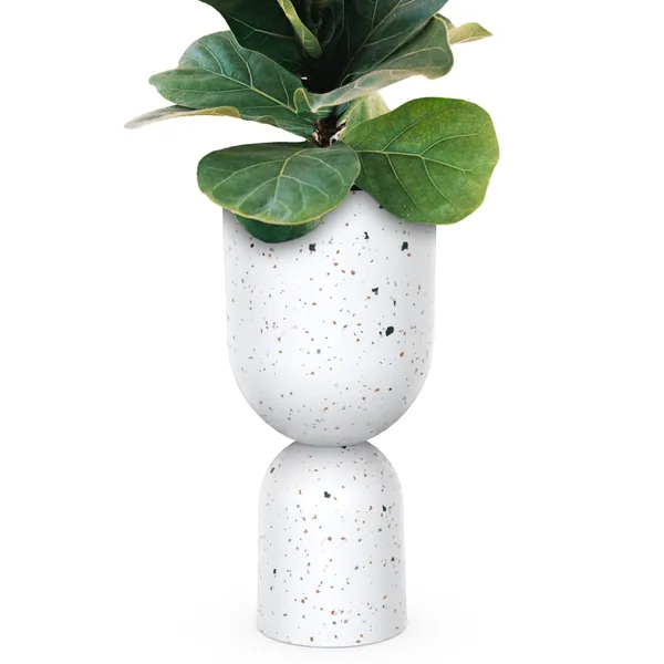AUBURY Hourglass Planter, Tall White Indoor Plant Pot - 7" Diam and 16 " Tall, Sturdy Yet Lightweight for Easy Moving, Modern Flower Pots for Indoor Gardens, Succulents or Hanging Planters