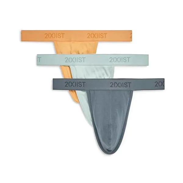 2(X)IST mens Essential Cotton Y-back 3-pack - Large - Buff Orange/Surf Spray/Stormy Weather