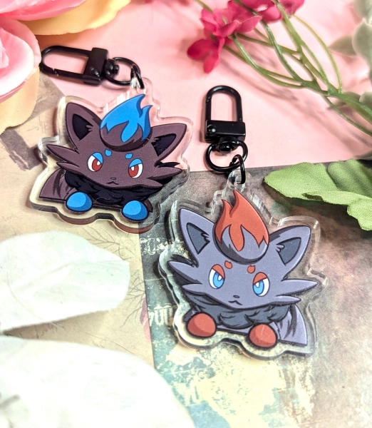 Peeking 2” Double-sided Shiny Zorua Fanart Acrylic Keychain Charm