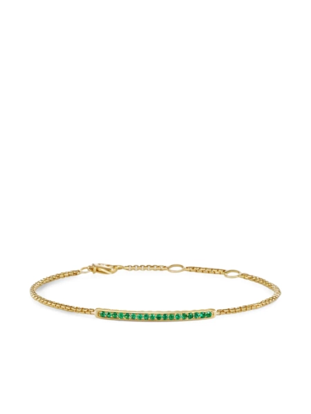 18kt geelgouden Petite Pavé armband met smaragd | M