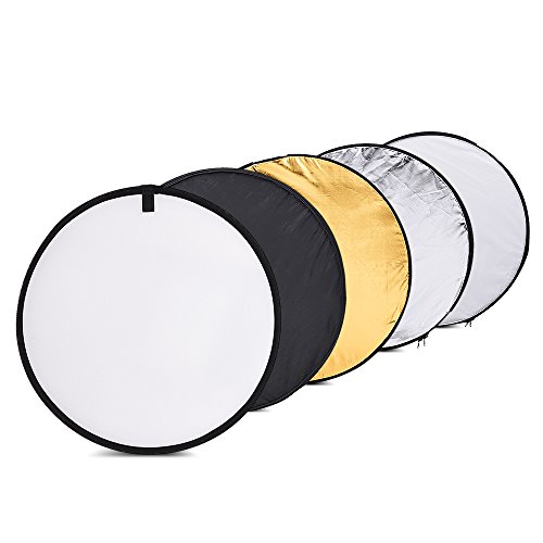 Light Diffuser, Andoer Photo Reflectors 24" 60Cm 5 In 1 Reflector Portable Photography Studio Multi Photo Disc Collapsible Light Reflector Camera Photoshoot Reflector Screen Round Sun Reflector