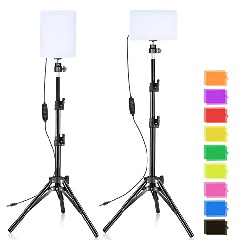 2 Pack LED Video Light Kit, SEDGEWIN 6500K Dimmable USB Photography Lighting Kit Streaming Light with 9 Color Filters Adjustable Tripod with Ball Head for Photography/YouTube Video/Gaming Streaming - 2 Packs