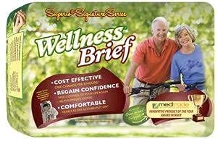 Unique Wellness Briefs Superio Series, Size Medium (24"–36" Waist) (48 Count)