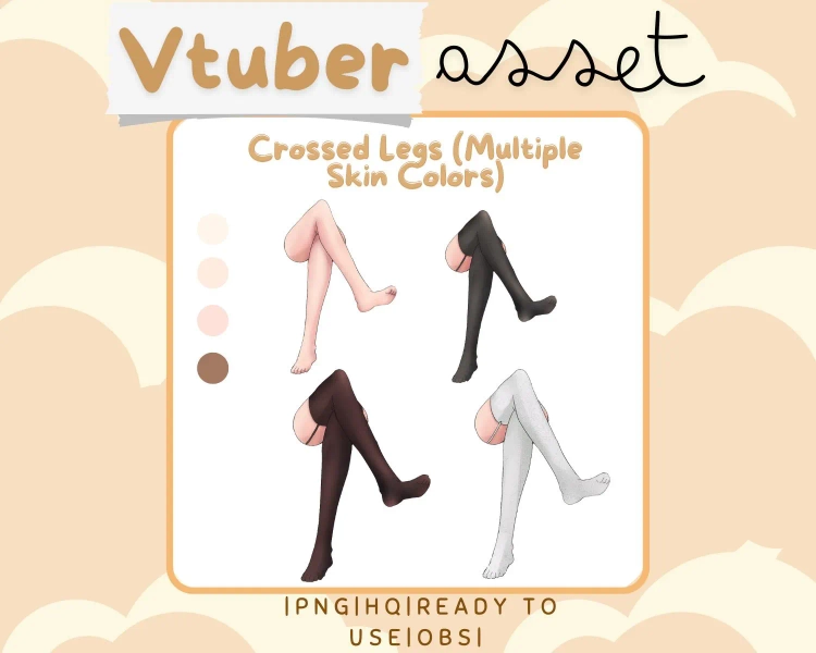 Vtuber Asset Crossed Legs Assets Pack Customizable Multiple Skin Color