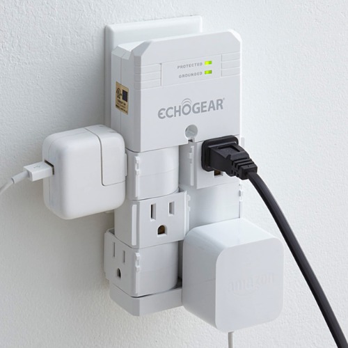 ECHOGEAR Wall Outlet with USB Ports & Surge Protection- Black