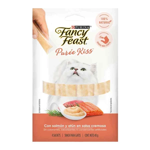 Fancy Feast Puree Kiss Con Salmón Y Atún En Salsa Snack Líquido Para Gatos