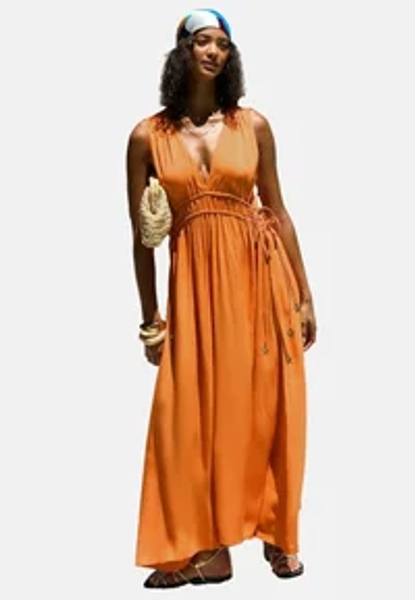 REGULAR FIT - V-NECK TIE WAIST  - Maxiklänning - orange