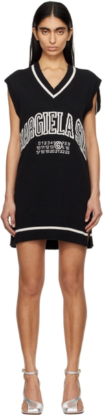 Black & Off-White Varsity Jacquard Minidress