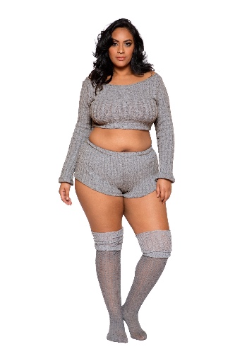 Roma Confidential Plus Size Pajama Loungewear Set Cozy Comfy LI287Q - Grey / 3XL/4XL