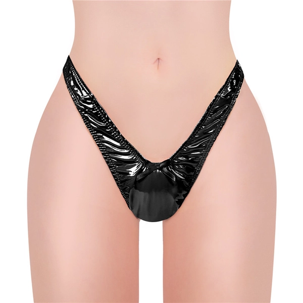 Little Secret Faux Leather Thong Tucking Gaff Panties Black - LittleForBig Cute & Sexy Products