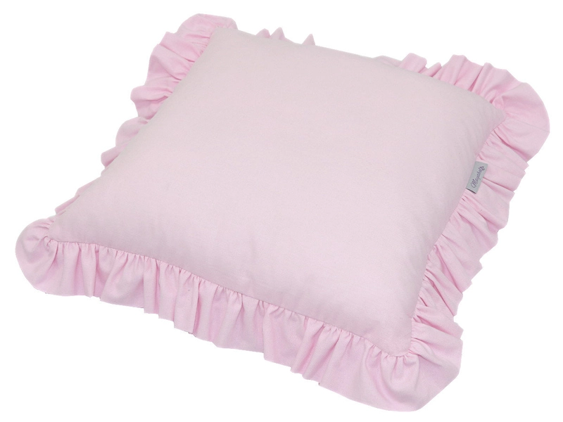 Pink square pillow with ruffles, Frilled pillow, Decorative pillow for teepee