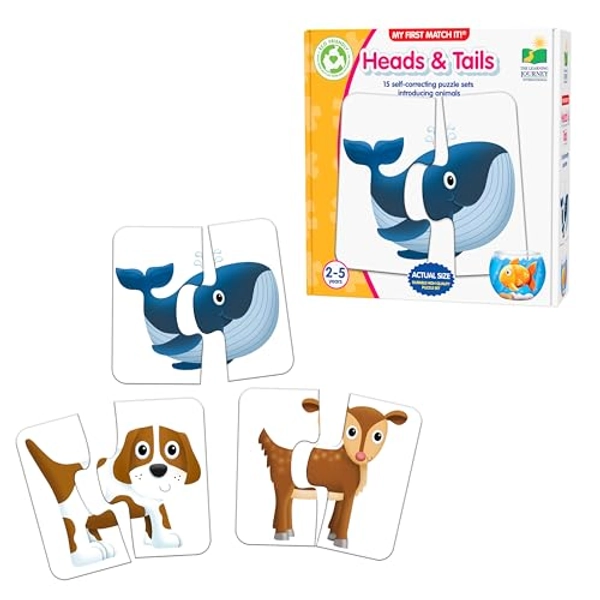 The Learning Journey: My First Match It - Head and Tails - 15 Piece Self-Correcting Animal Matching Puzzles - Learning Toys for Toddlers 1-3 - Award Winning Toys