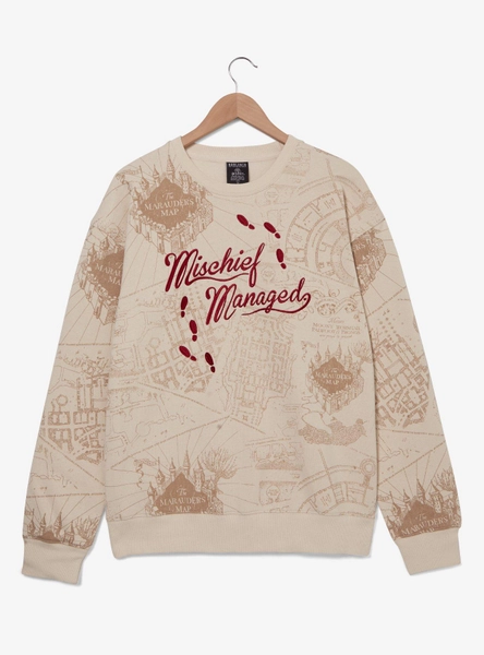 Harry Potter The Marauder's Map Allover Print Crewneck - BoxLunch Exclusive
