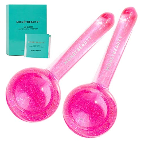 MonétBeauty Ice Globes for Face, Freezer Safe and Highly Effective Facial Globes for Daily Beauty Routines, Face Roller to Tighten Skin, Reduce Puffiness, Enhance Circulation and Complexion (Pink)