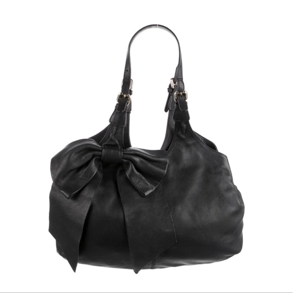 Leather Bow Hobo Bag - Red Valentino