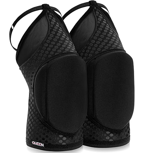 Queen Wear – Black Fire Grip – Pole Dance Knee Pads – Perfect Woman Protection for Ballet Modern Dance and Indoor Sports (L) - L