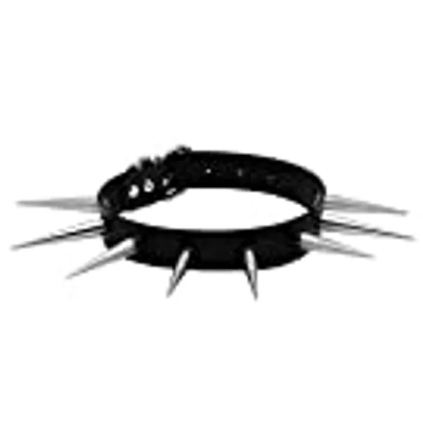 Manfnee Cool Punk Gothic Collar PU Leather Spike Studded Vintage Necklace for Men Women Black