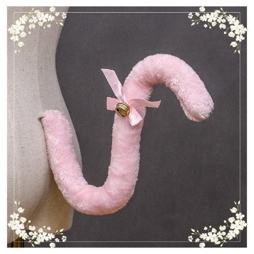 Cat Tail with Bell Ribbon - Pink
