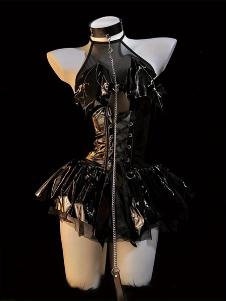 4 piezas conjunto disfraz halloween elegante lencería negra - Temu Argentina