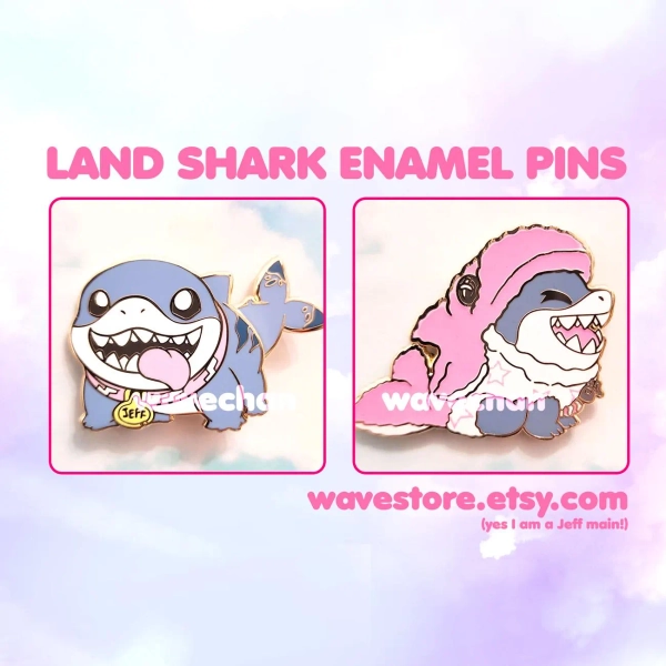 Shark on Land Enamel Pins