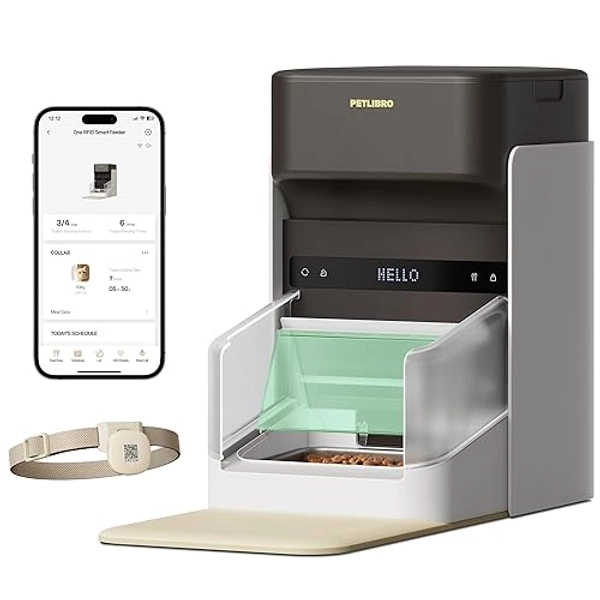 PETLIBRO Upgraded RFID Automatic Cat Feeder, 5G Wi-Fi Automatic Pet Feeder, 3L Auto Cat Feeder App Control with Light Collar Tag, Tag Activated One Automatic Cat Food Dispenser 1-10 Meals Control