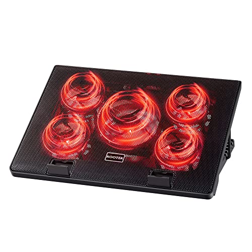 Kootek Laptop Cooling Pad, Laptop Cooler with 5 Quiet Fans for 12"-17" Computer PC Notebook Gaming Laptop Fan, Height Adjustable Laptop Cooling Stand Laptop Accessories, Red - Red