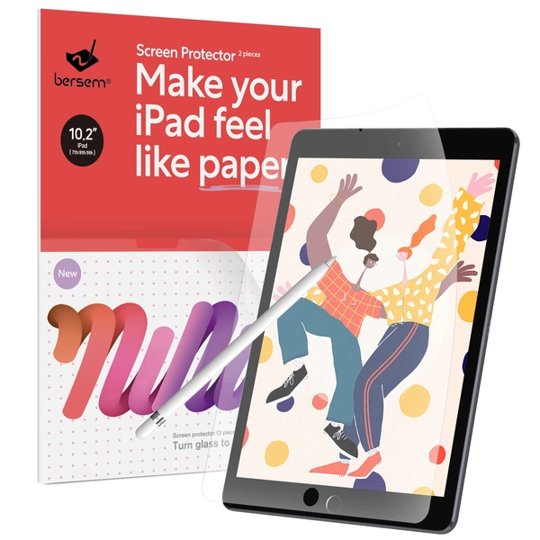 BERSEM 2 Pack Paper Screen Protector Compatible with iPad (10.2-Inch, 2021/2020/2019 Model, 9th / 8th / 7th Generation) Matte PET Film, Write as Paperby