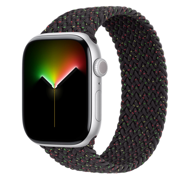 Apple Watch Series 10 GPS + Cellular, 46mm Silver Aluminum Case with Black Unity Braided Solo Loop - Size 7