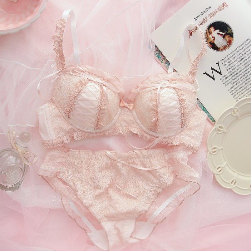 French Coquette Lingerie Set - Pink / XL