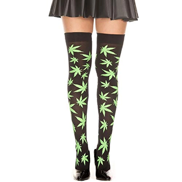 MUSIC LEGS Women's Leaf Print Thigh High