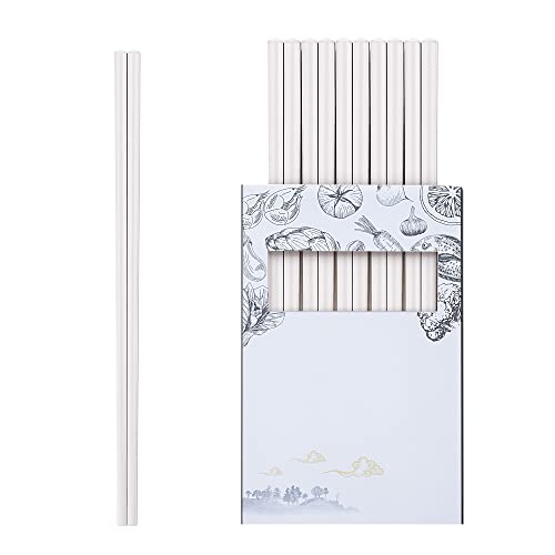 Dtdepth Fiberglass Chopsticks - 6 Pairs White Reusable Dishwasher Safe Chopsticks, Lightweight, Easy to Use, 9.48 Inch/24.1cm - Gift Set - White