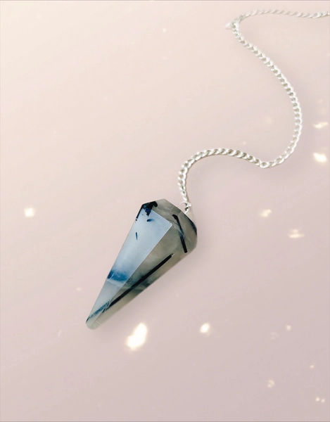 Black Rutile Quartz Pendulum - Zodiac Collection