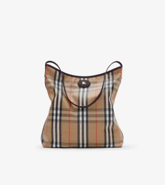 Highlands Shoulder Bag in Sand - Women, Cotton, Linen | Burberry® Official