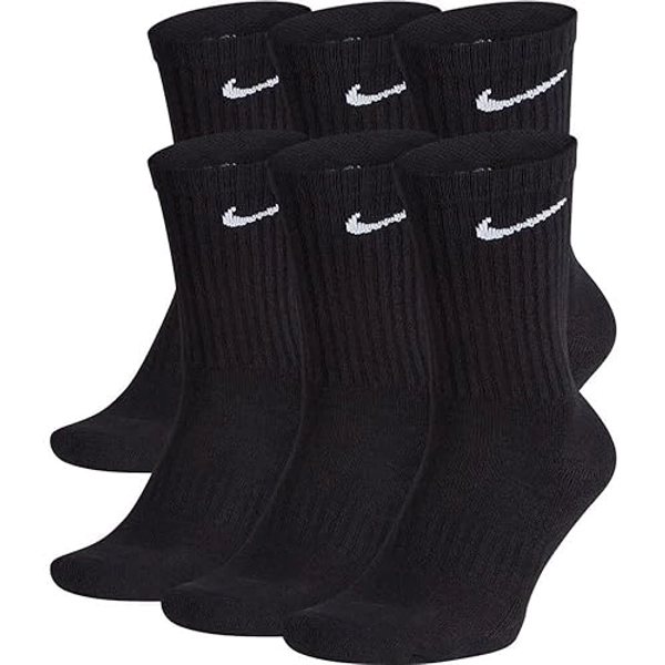 Nike Everyday Cushioned Training Crew Socks (6 Pairs) XL Black