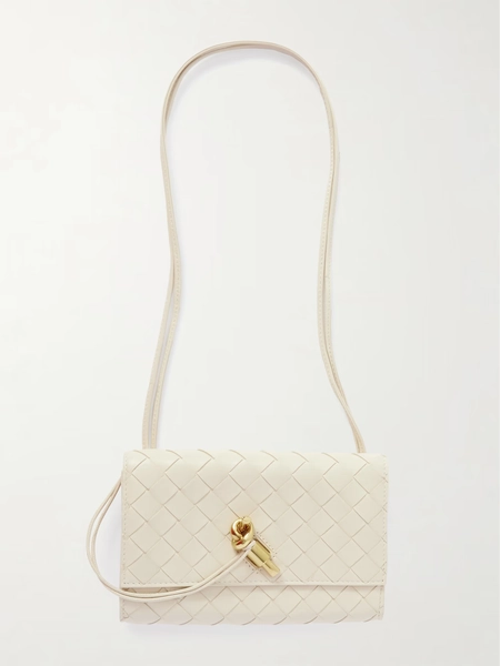 Intrecciato leather pouch - brass - One Size