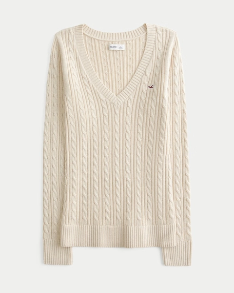 Cable-Knit Icon V-Neck Sweater